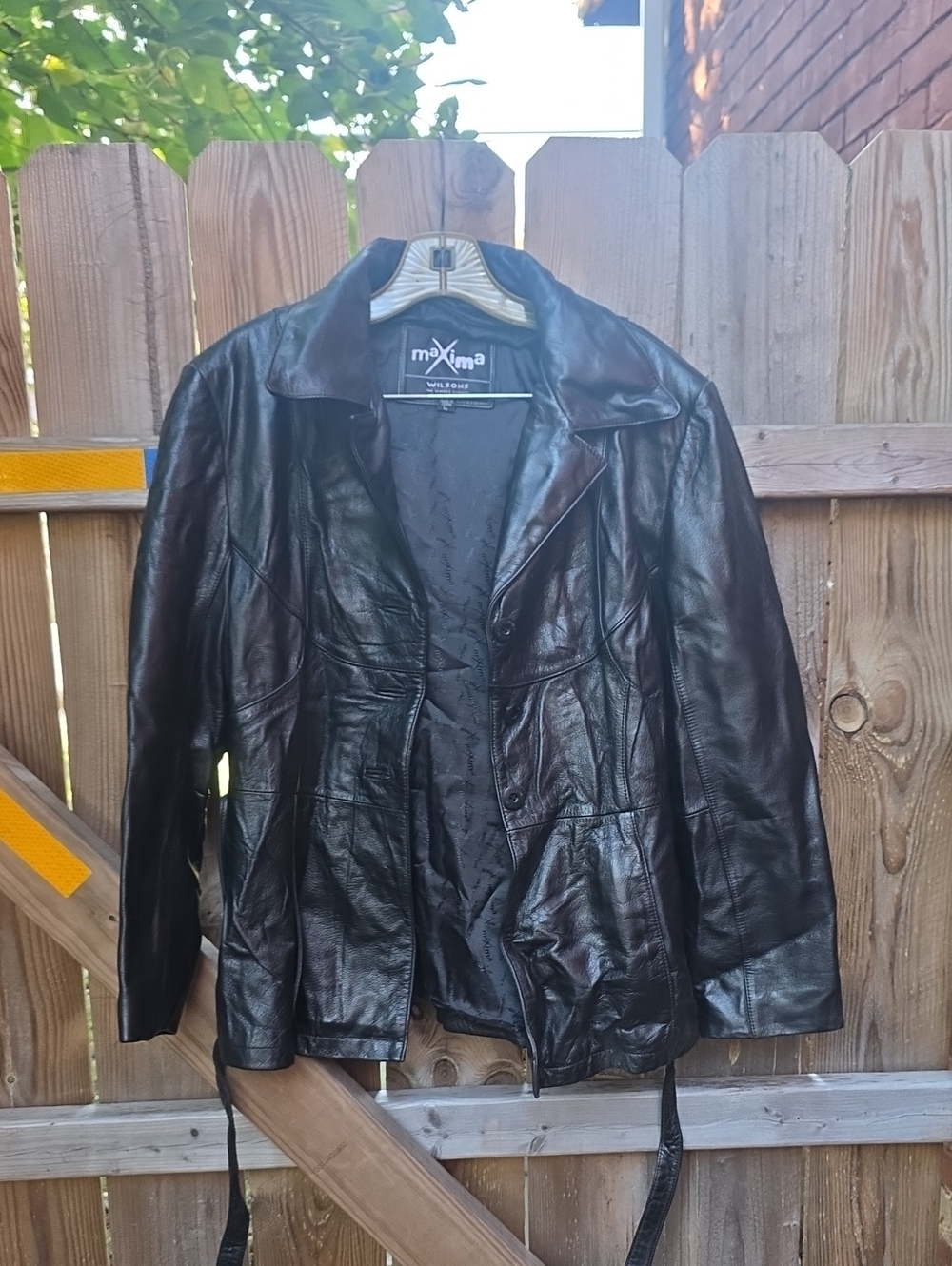 Maxima Black Leather Women's Button-Front Jacket
